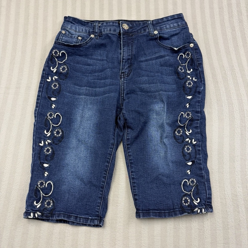 dkin Brand Denim Blue Embroidered Womens Size 12 Shorts
